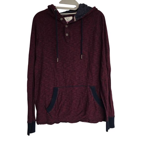 Men's Flag & Anthem Heathered Maroon Lightweight Pullover Hoodie | Size Medium - Picture 1 of 9